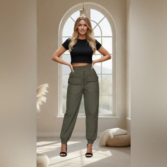 Urban Luxe Motion Jogger Pants High Waist Womenswear Style Trouser Elastic - Picture 13 of 16